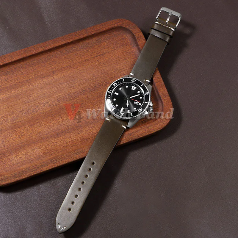 18 مللي متر 19 مللي متر 20 مللي متر 21 مللي متر 22 مللي متر 24 مللي متر معصمه الرجعية النفط الشمع جلد طبيعي حزام الساعات الإفراج السريع جلد العجل حزام ل Seiko ل رولكس #5