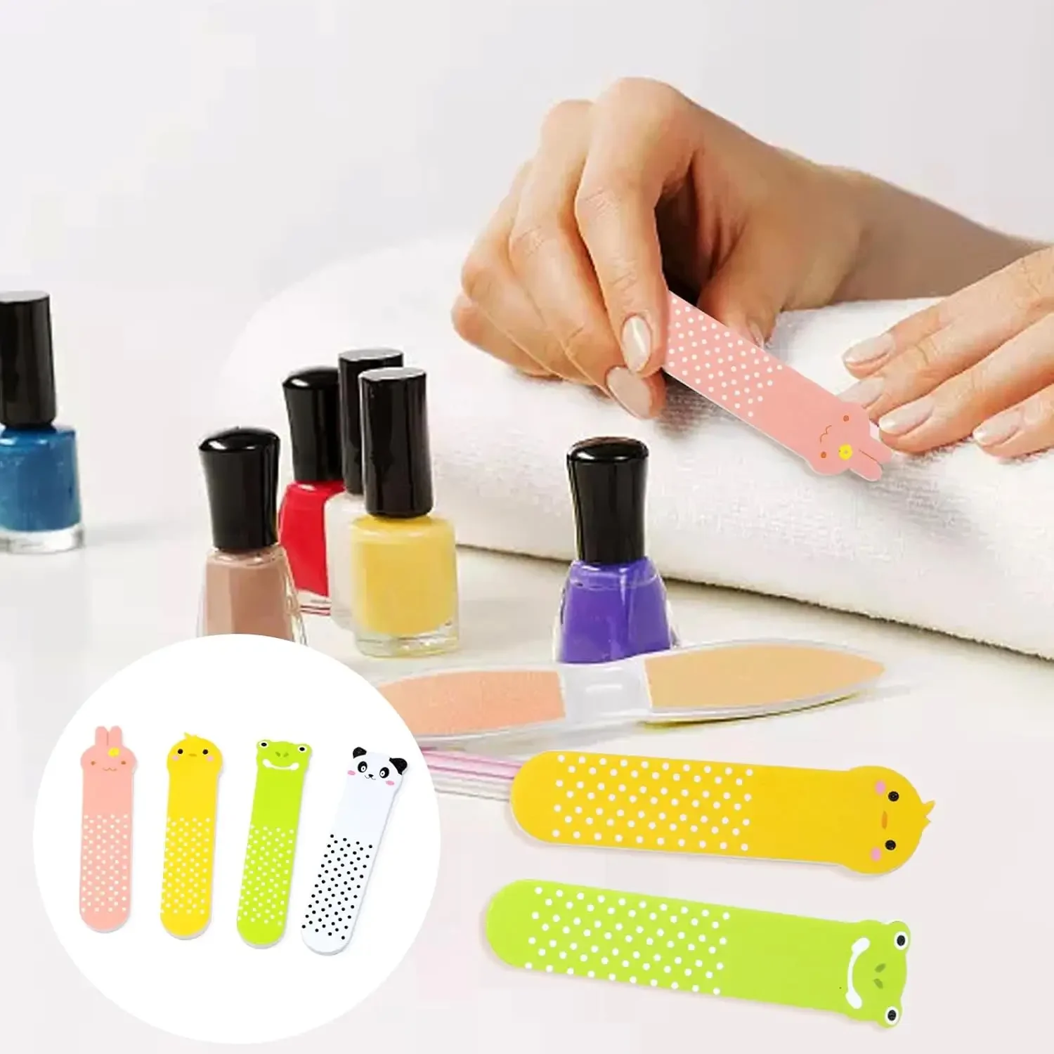 مجموعة مبرد أظافر صغيرة من مادة إي في إيه، ورق صنفرة ملون مطبوع على شكل زهرة، إزالة طلاء جل الأظافر، وإكسسوارات وأدوات العناية بالأظافر #3