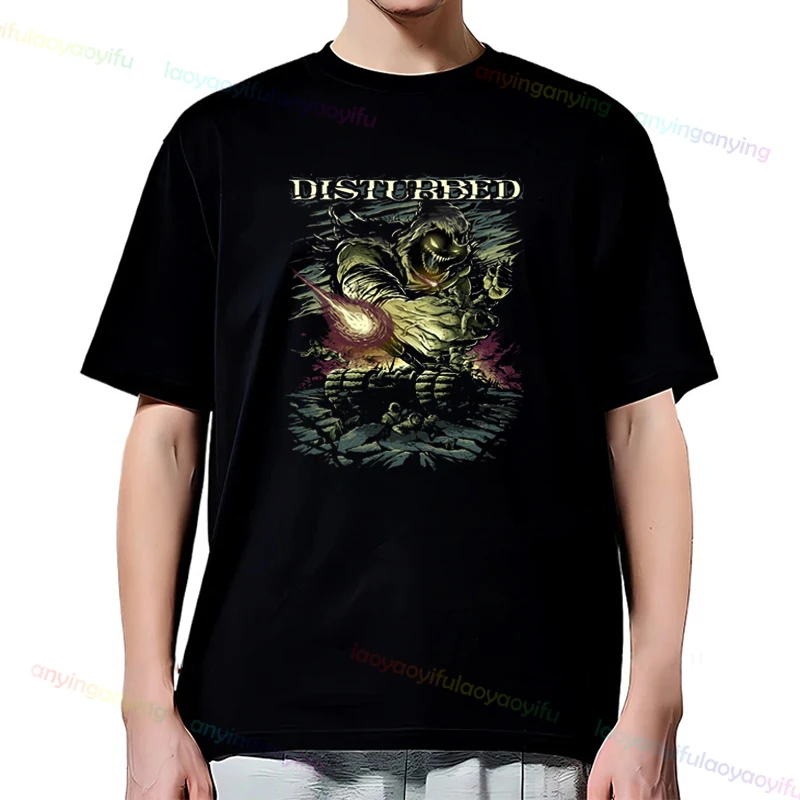 2025, Y2k – Disturbed Band – Grafik bedrucktes Rockband-T-Shirt, atmungsaktiv, bequem, Baumwolle, Streetwear, Herrenbekleidung, Damenoberteil