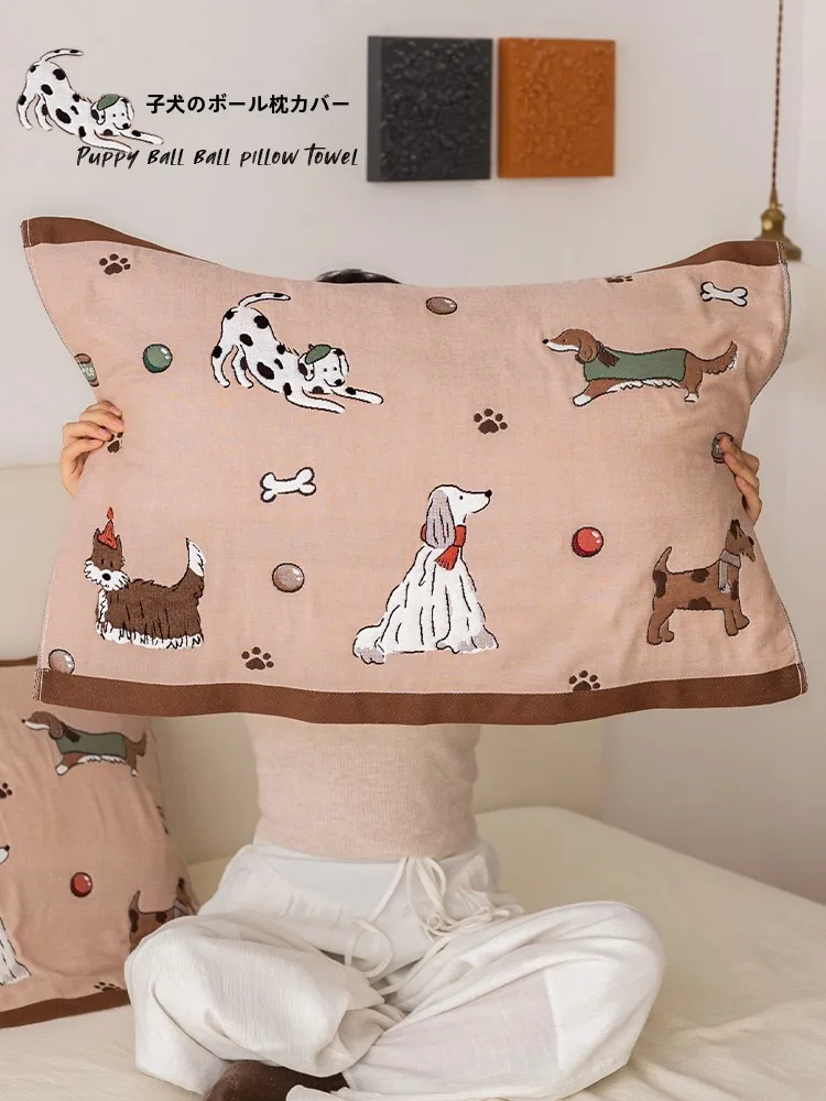 

Утолщенная очень большая наволочка с рисунком собаки, из чистого хлопка, мягкая ткань, универсальная для всех сезонов, для одного человека.