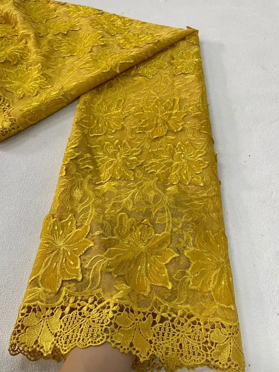 

Высококачественная африканская нигерийская хлопковая ткань с пайетками и вышивкой, кружево из тюля для роскошных свадебных и праздничных платьев, шифон, 5 ярдов, 2026 год