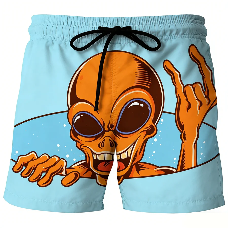 

Male Relaxed Seaside 3D Cartoon Print Beach Shorts Casual Wear