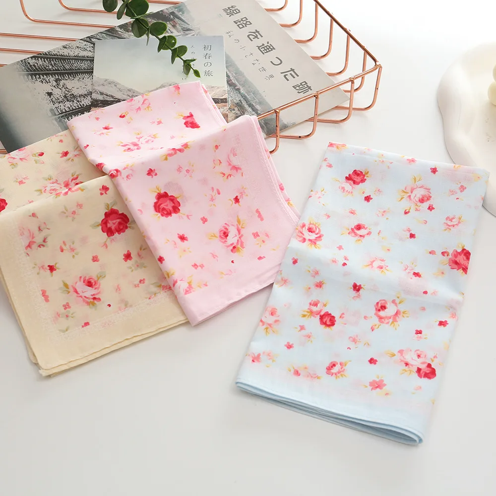 3/6 pezzi fazzoletto stampato in puro cotone da donna elegante morbido e confortevole asciugamano assorbente sottile estivo della porcellana orientale 43 cm