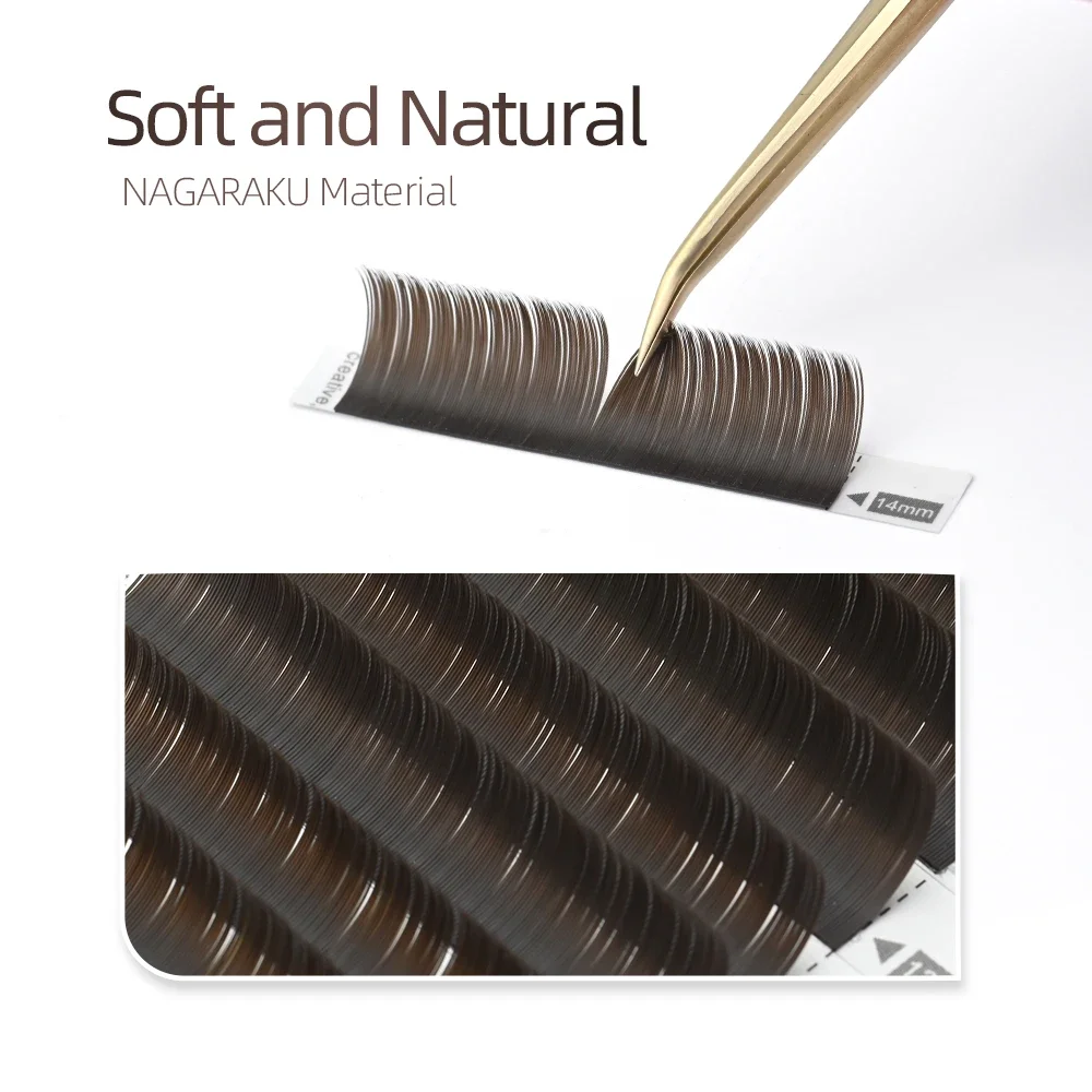 NAGARAKU Dark Brown Ellipse Eyelash Extensions Split Tips Soft Light Weight Individual