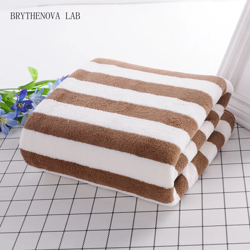 Hotel beauty salon quick-drying beach towel home soft Face Absorbent Towel Striped Coral Fleece Bath