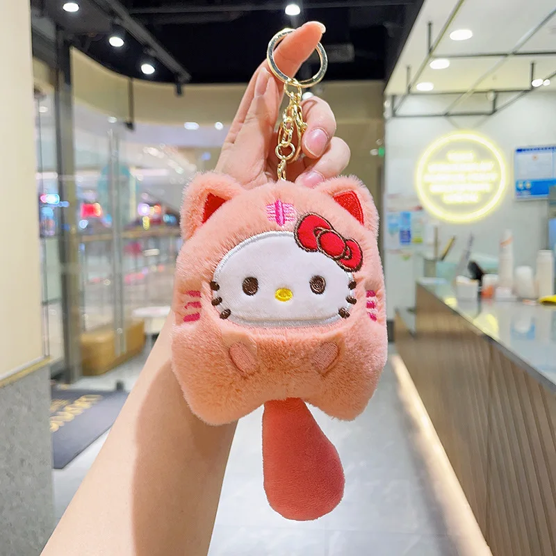 @ Hello Kitty bambola di peluche Kuromi Cinnamoroll zaino fascino figura di cartone animato modello peluche portachiavi anime regali di compleanno
