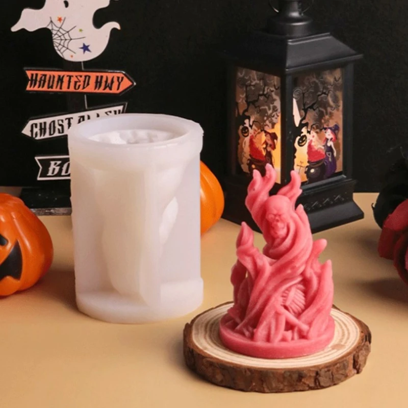 

3D пламя череп свеча силиконовая форма DIY ручная работа Хэллоуин демон ароматерапия свеча гипсовая смола изготовление формы Хэллоуин декор
