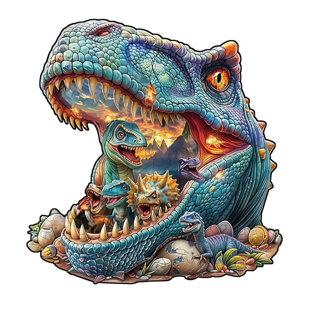Lovely Dinosaur Dog  Wood Jigsaw  for Adult Kids Unique Medium Difficulty Wooden Animal Puzzle Intelligent Toys Holiday Gifts
