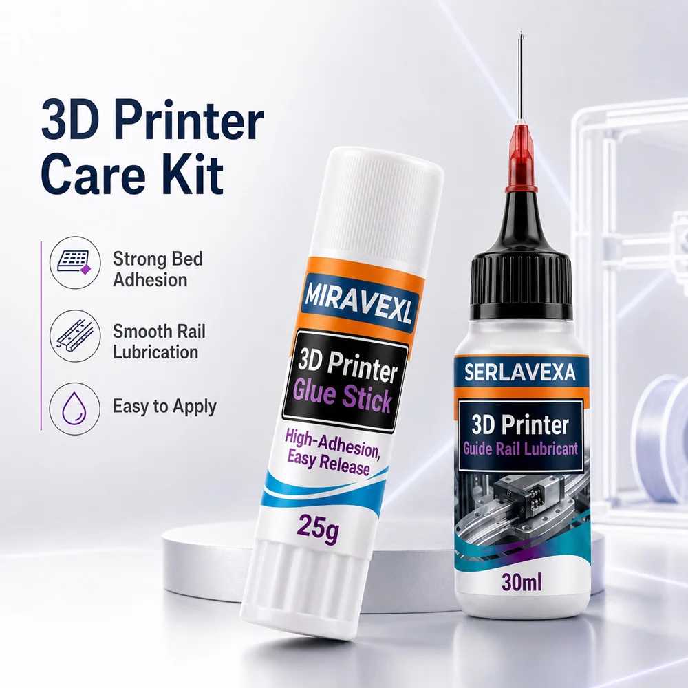 

Набор для обслуживания 3D-принтера: клей-карандаш 25 г для фиксации платформы и смазка для направляющих 30 мл для Ender 3, Bambu Lab, Prusa (запчасти)