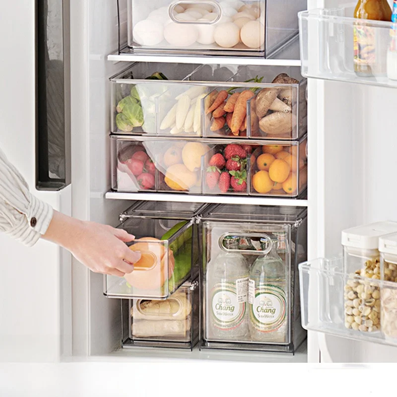 drawer-style-refrigerator-storage-box-organizer-egg-freshness-preservation-container-freezing-subpackage-box-food-grade-plastic