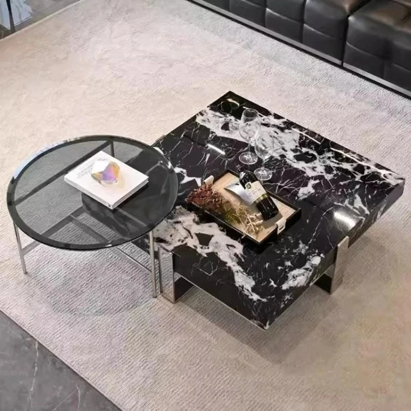 

Итальянский минималистичный светлый роскошный квадратный подвесной мраморный журнальный столик, современный простой прямоугольный гостиная для дома