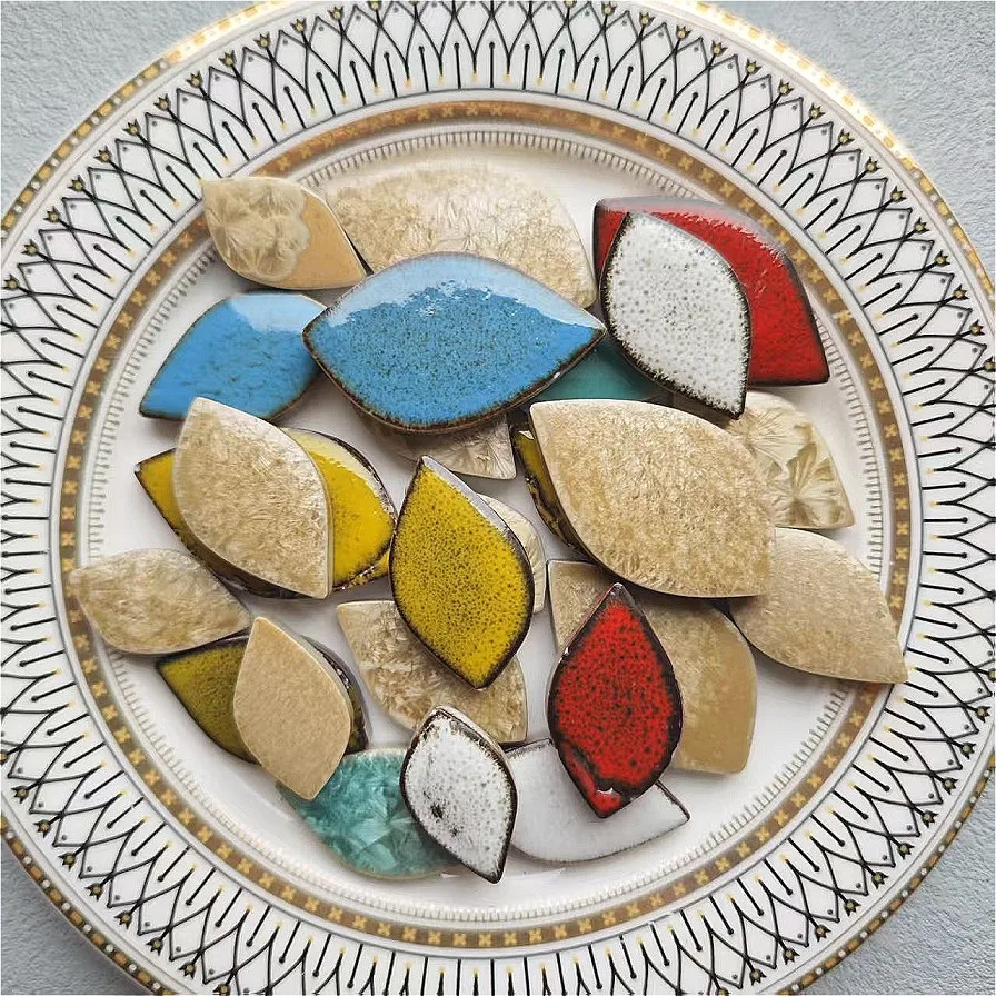 

100g Ceramic Mosaic Tiles Taobao Piece DIY Mosaic Making Stones for Craft Arts Home Wall Decoration arte leaf petal shape 180