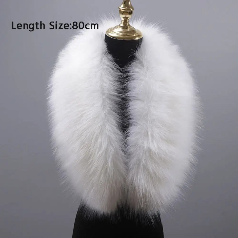 جديد 80 سنتيمتر كبير فو الفراء طوق انفصال الدفء الفراء رمادي طوق جاكيتات هود شال معطف الأوشحة شال طوق #4