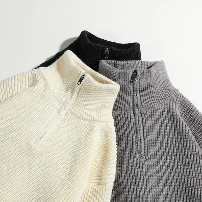 

Half Zip Sweater Men's Autumn and Winter High Neck Trendy Brand Base Shirt, Inner Top, Casual Couple's Knitted Sweater