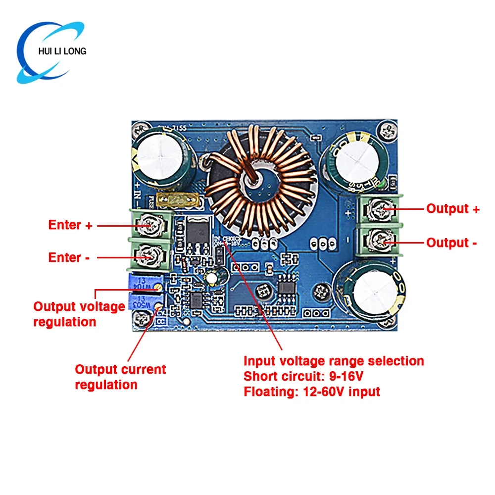 600W 16A DC MPPT Solar Boost Voltage Converter Step-up Power Supply Transformer Module 12-60V to 12-80V Regulator Controller LTC