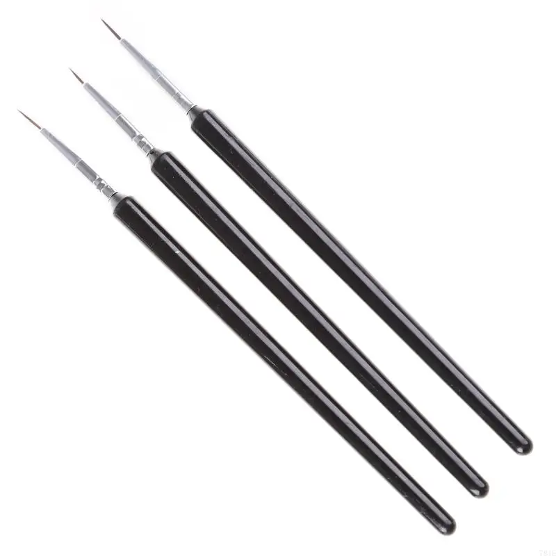 781E Pack of 3 Reusable Striping Art Brushes for Long Lines Fine Designs Professional Striper Brushes Sets