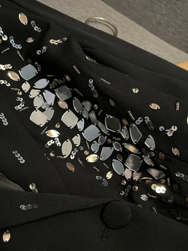 

Busin Suit Set High Waist Straight Leg Pants Long Sve Diamond Design Winter New Sle Women's Faion Workwear