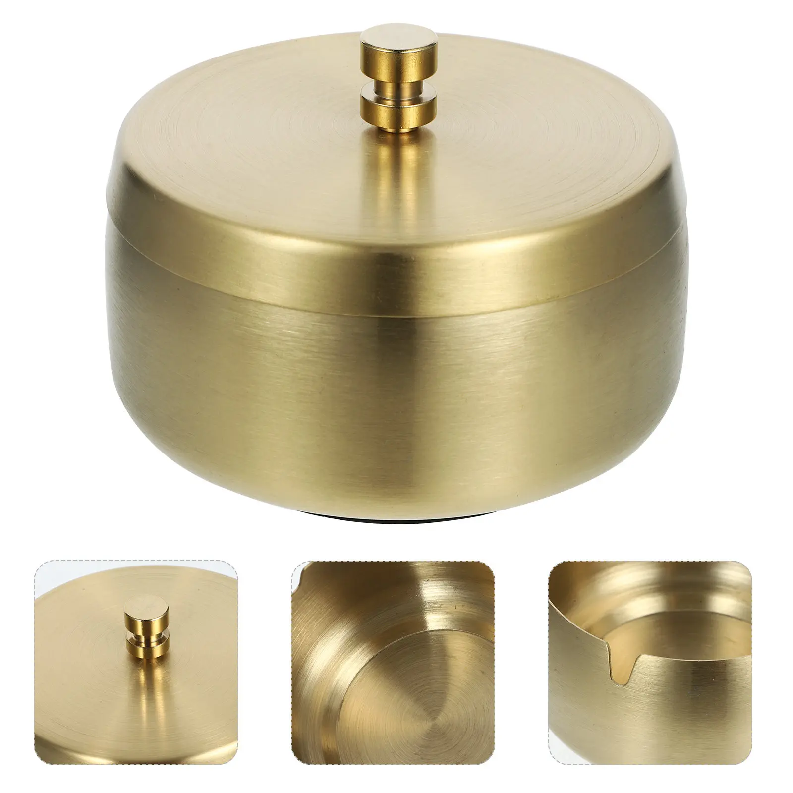 

Decorative Ashtray Vintage Home Adornment Exquisite Container with Lid Simple Desktop Smoking