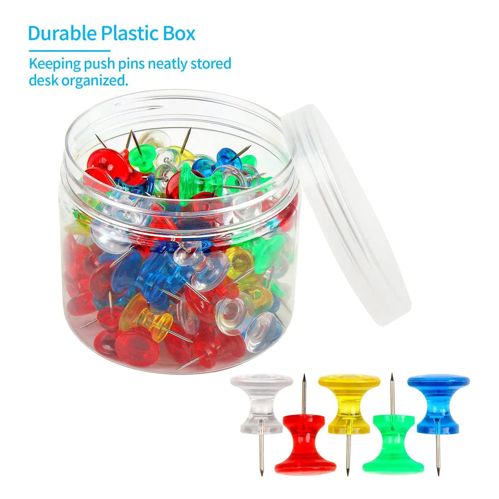 Puntine giganti confezione da 100 puntine grandi utilizzate per bacheca in sughero con custodia in plastica