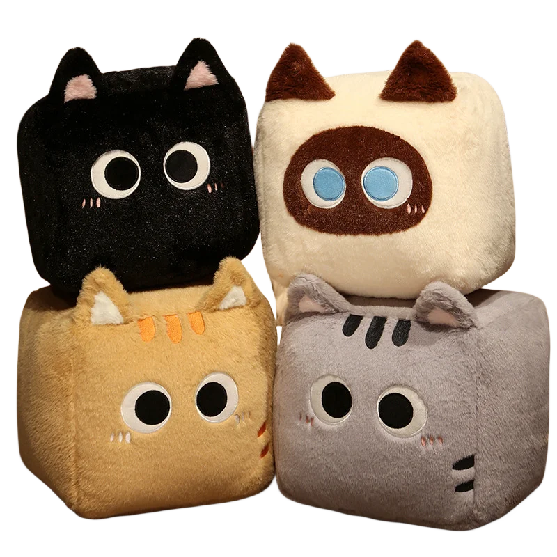 Hot Sell Bean Curd Black Cat Pillow Throw Big Eyes Animals Plush Toys Home Decor Soft Cushion Napping Warm Doll Baby Cute Gift