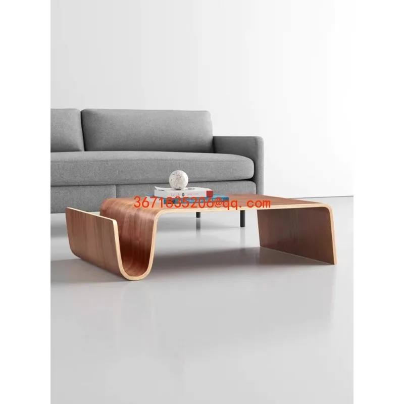 Large curved wood coffee table simple modern creative living room log square N coffee table