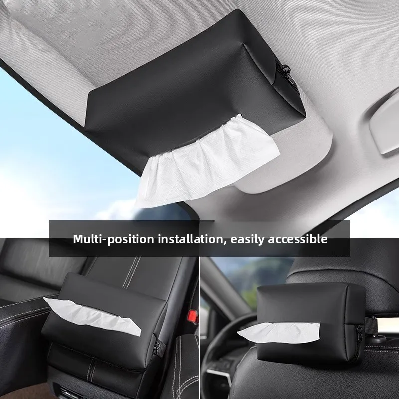 

Car Tissue Box,Adjutsable Strap Napkin Holder,Car Armrest Napkin Refill Box,Universal Sun Visor Kit,Seat Back Hanging Tissue Bag