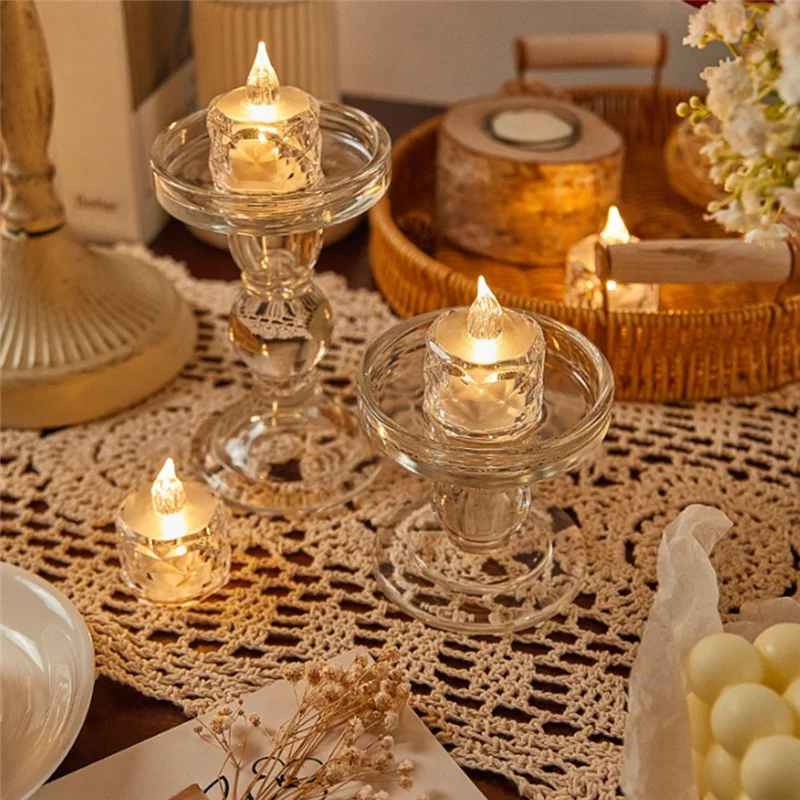 75STO-24 pièces bougies chauffe-plat Led à piles lampe à bougie sans fumée pour les mariages saint valentin Tables à manger (1.42*1.97 pouces)
