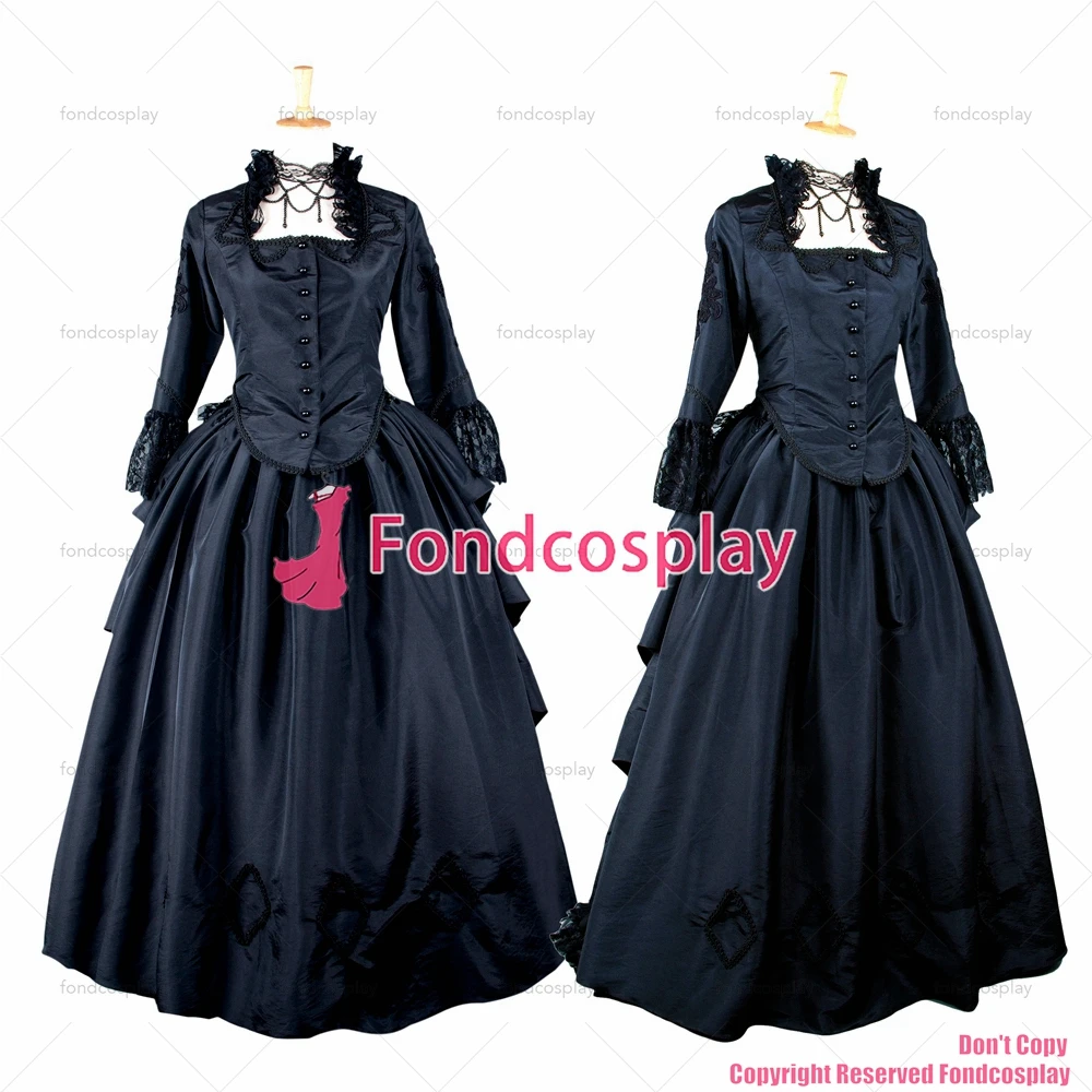 fondcosplay Victorian Rococo Medieval Gown Ball Costume Gothic Punk black Taffeta top skirt Cosplay Costume CD/TV[G503]