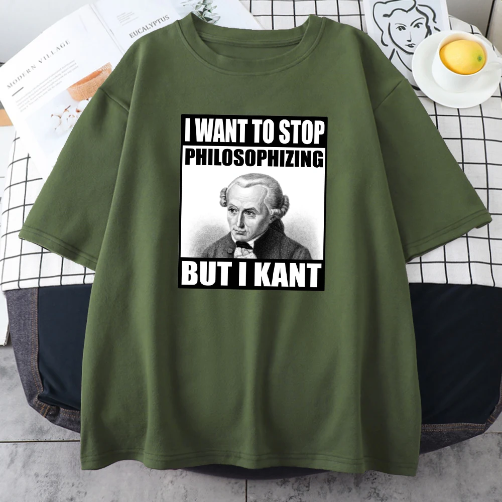 Kant Meme Philosophizing Funny Philosophy Male Tops Summer Casual Tops Fashion Street T-Shirt Hip Hop Mens Cotton Tee Clothing