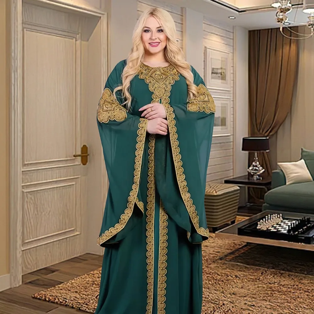 Elegant Kaftan Dubai Abaya Turkey Muslim Chiffon Maxi Dress Islam Clothing African Dresses for Women Boubou Robe Djellaba Femme