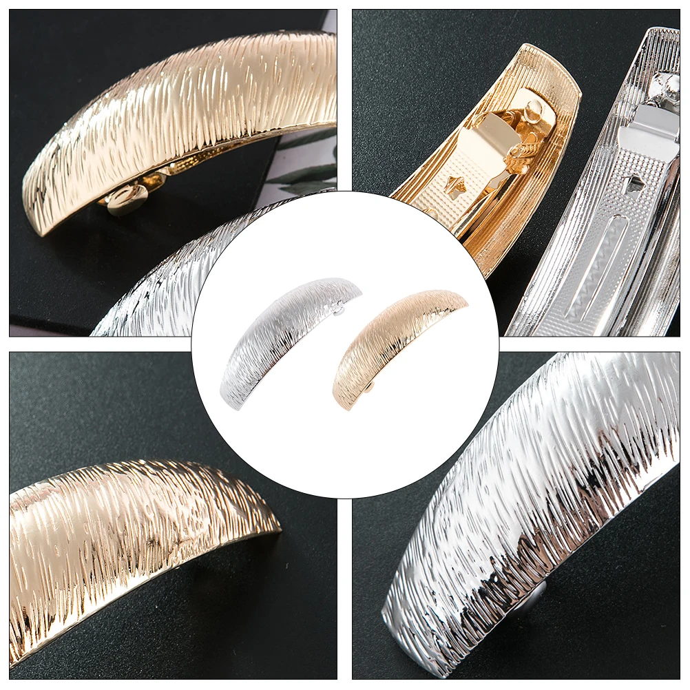 

2Pcs Spring Hair Clips Silver Metal Alloy Hairpins Lightweight Durable NonSlip Hairstyle Embellishment Accessories