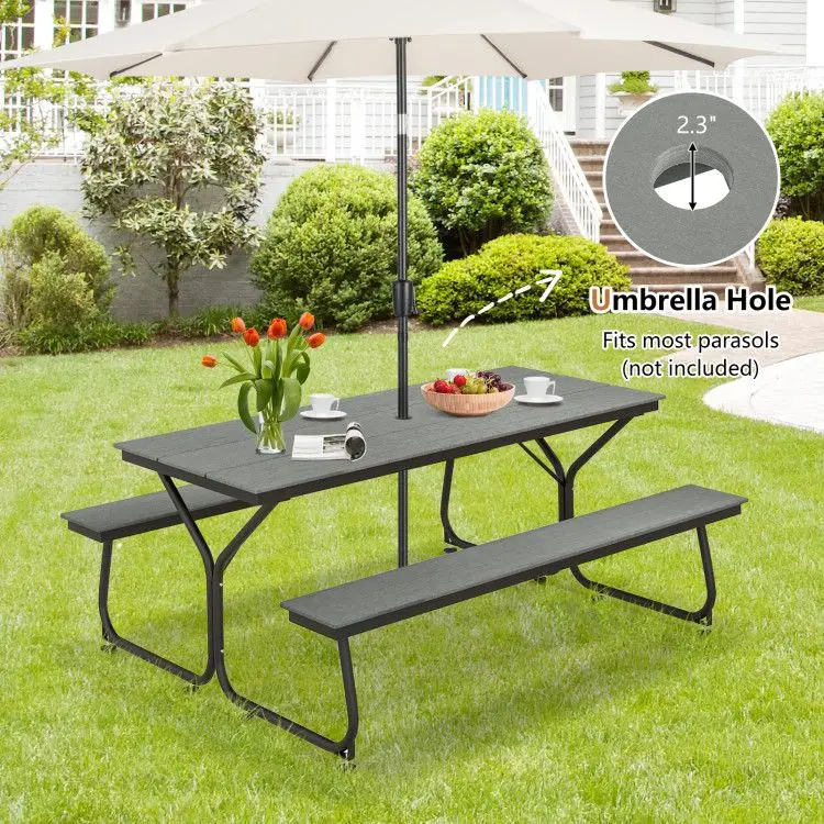 6-foot outdoor picnic table bench garden set, suitable for 6-8 people