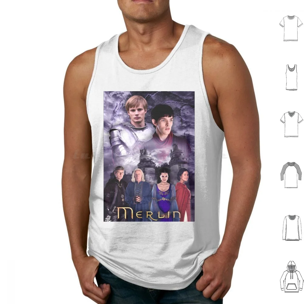 Merlin Poster 22 Tank Tops Print Cotton Merlin Merlin Merlin Merlin Series Colin Morgan Bradley James Fanart