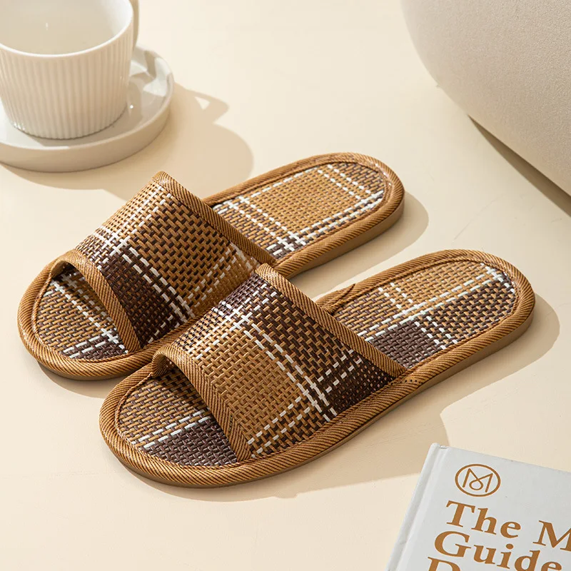 Vine Grass Woven Women's Slippers Home Flats Cane Summer Luxury Designer Woman Shoes Natural Fashion Indoor Slides Couple Soft