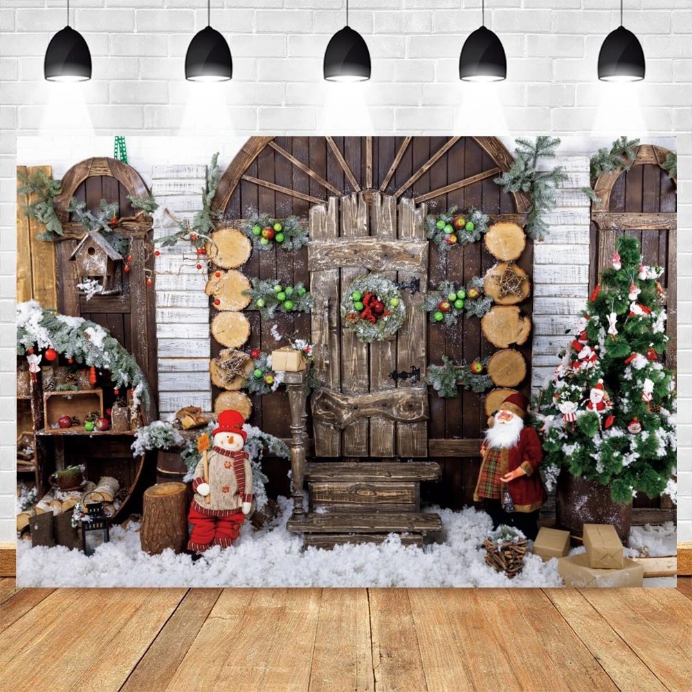 Christmas Candy Gift Shop Photography Backdrops Winter Outdoor House Snowy Snowman Xmas Party Decor Portrait Photo Background