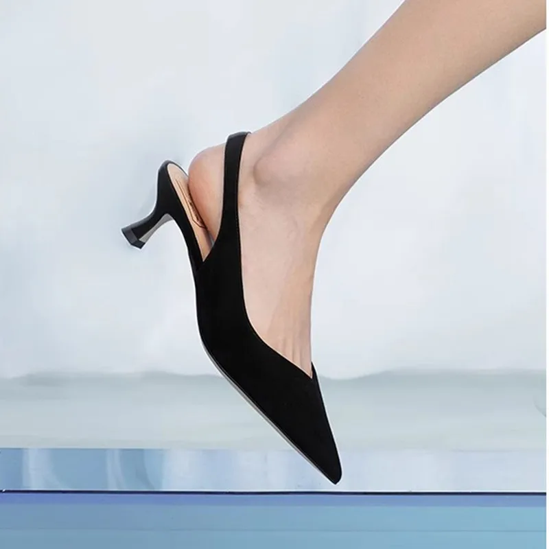 Elegant High Heels Silver Pumps Women 2024 Summer Slingbacks Pointed Toe Party Shoes Woman Solid Thin Heeled Sandals Ladies
