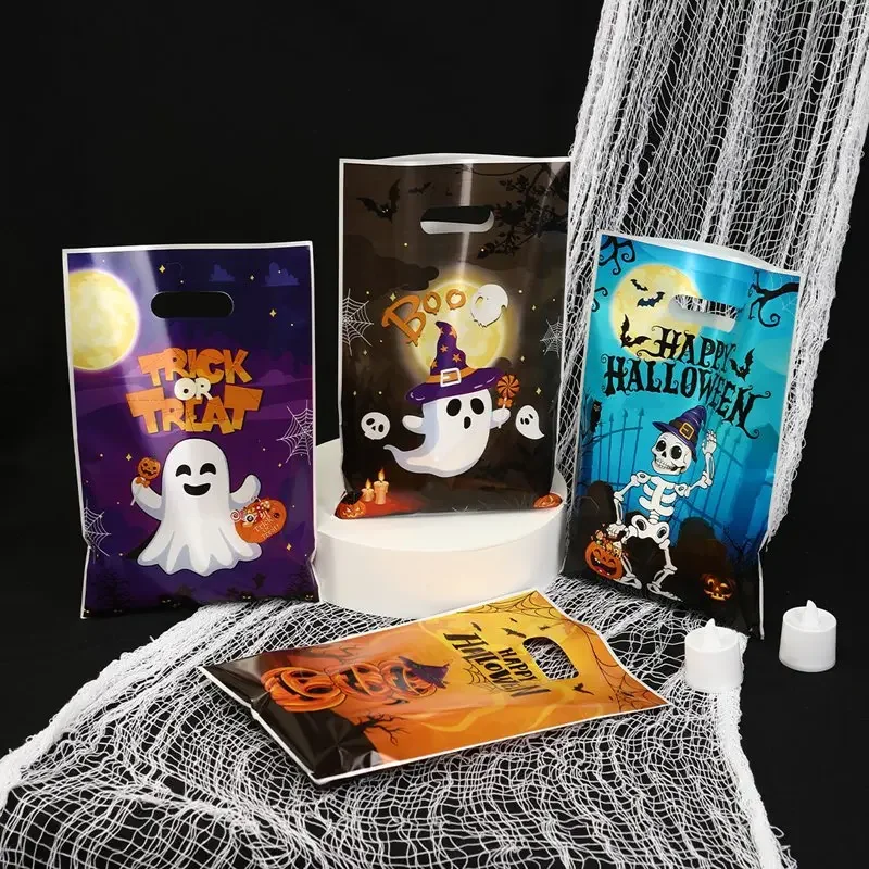 10/20/50 Stück Süße Geister-Kürbis-Halloween-Süßigkeitentüten, Partytüten mit Griff, Trick-or-Treat-Halloween-Geschenktüten – Detail 1