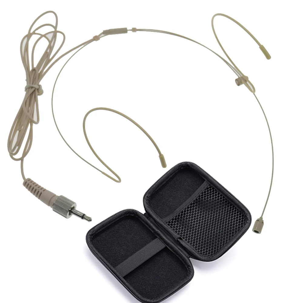 High Quality HM201 Dual Ear Hanging HeadMic Microphone For Sennheiser G2G3 G4 BeltPack System With Zipper Box 3.5mm Mono Lock