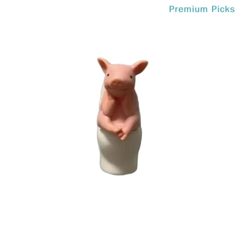 portableFunny Toilet Sitting Pig PVC Statue Easy Install Tabletop Wall Mount Decor 1PC for Bathroom Home Art Accent