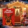 Christmas Garden Flag 12x18 Inch German Shepherd Holiday Yard Flag with Reindeer Antlers Lights and Holly Double Sided Winte jjp