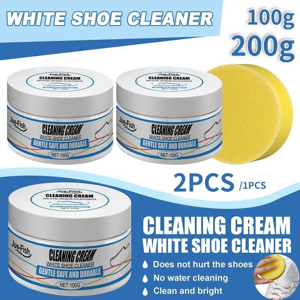 100/200g White Shoe Cleaning Cream Multi-functional Cleaning Brightening Whitening And Yellowing Maintenance Of sports Shoes