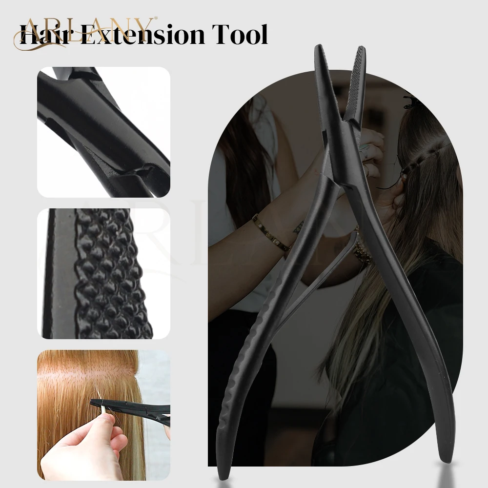 ARLANY وصلات شعر كماشة شكل مسطح مع أداة تمديد شعر الأسنان للوصلات الصغيرة وملحقات الريشة ملحقات اللحمة