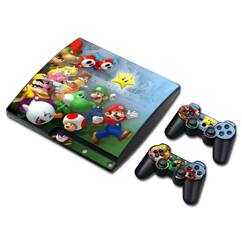 Super Mario Bros PS3 Slim Skin Stickers Cover for PlayStation 3 Slim 2000 3000 Decorative Consoles Controller Protective Film