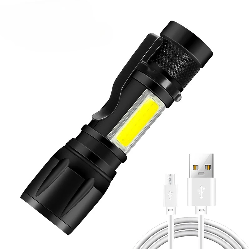 Oplaadbare LED-zaklamp Zoombare zaklamp met LCD-scherm 3-modi Waterdicht Krachtig handlicht Outdoor Wilderness Camping