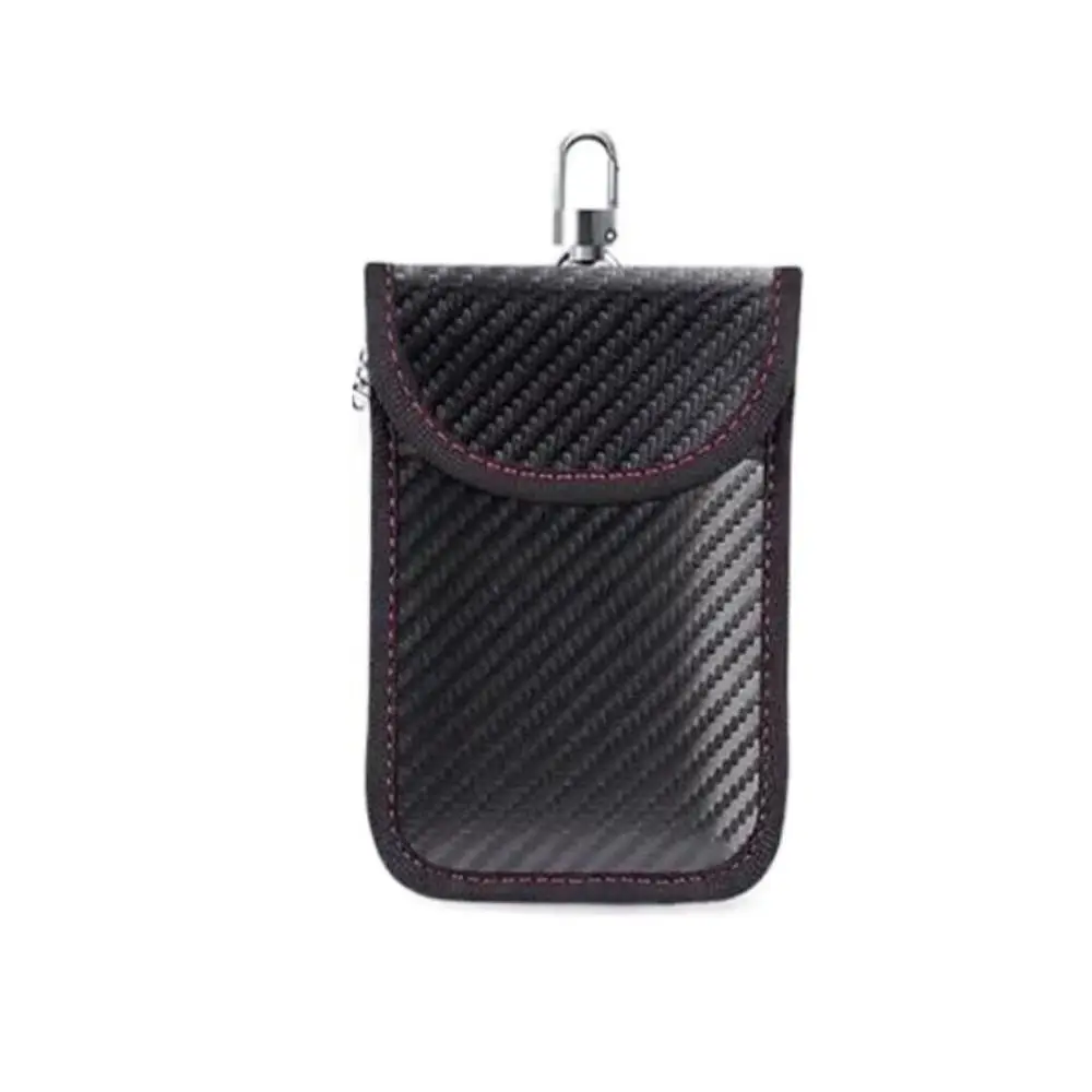 Anti-Theft RFID Signal Blocking Holder Carbon Fiber Black Car Keys Pouch Key Storage Bag for Faraday Car Keys