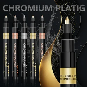 Chrome Espelho Marcador Pen para DIY, Reflective Paint Pen, Caneta Permanente, Ouro, Prata, Cobre Marker, Modelo Pintura Marcação, 0.7mm, 1mm, 2mm, 1Pc 10 principais vendas 1000 canetas - №1