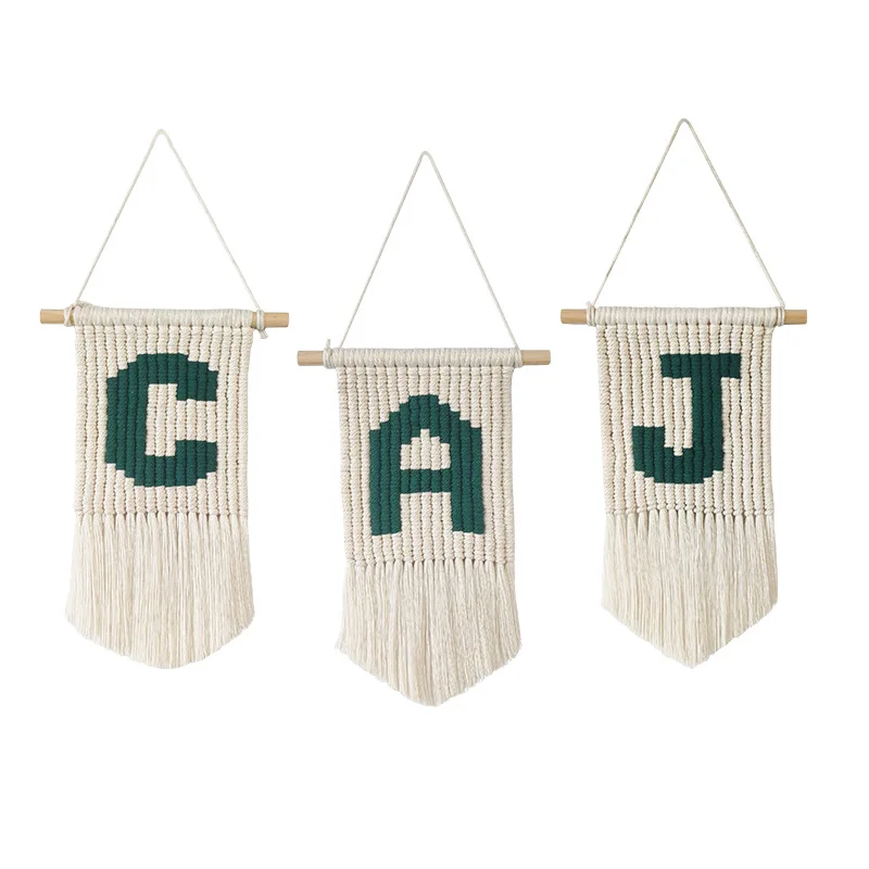 

Hand-woven alphabet tapestries, room pendants ins photo tapestry props
