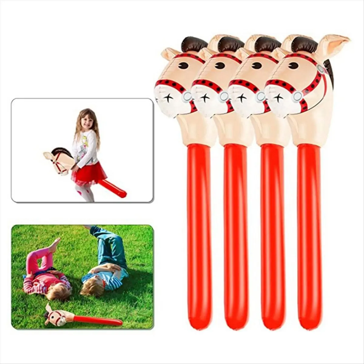Efficient- 9 PCS Inflatable Horse Heads Cowgirl Stick PVC Balloon Outdoor Educational Toys for Children Babies Birthday Gifts