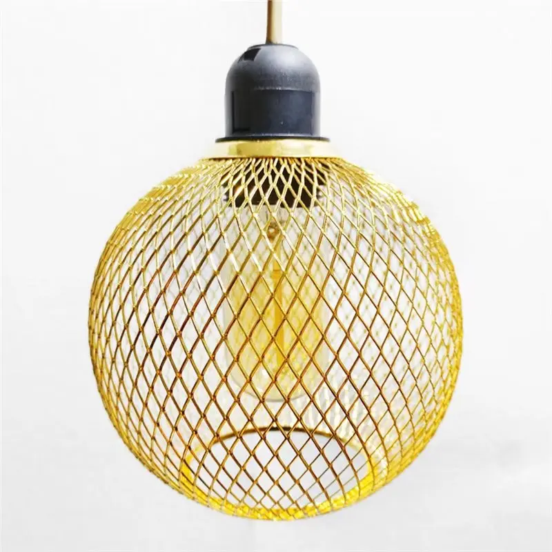 T19C Decorative Wire Lampshade Hollow Out Cage Cover For Pendant Light Home Lighting Fixtures Black