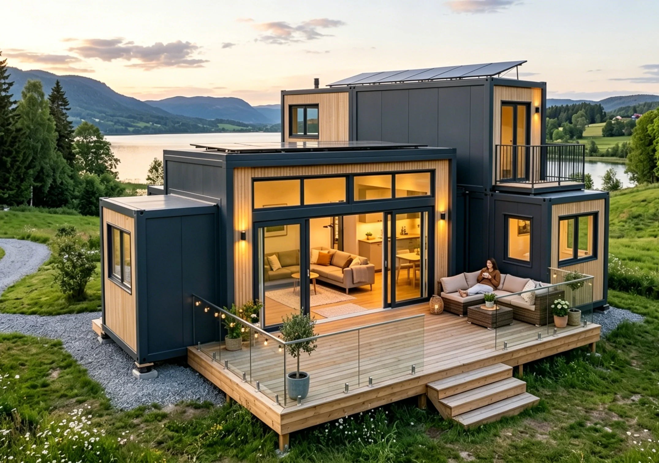 Modern for Sale Foldable Elegant Modular House with 2 Bedrooms 1 Bathroom Equipped Kitchen for Villa Yard Rental Guest House Use